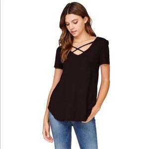 *LAST 1* Black Criss Cross Tee (NWT)